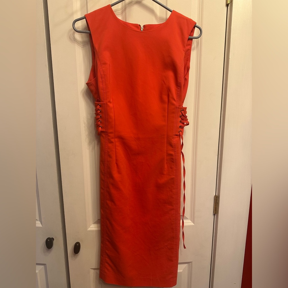 Calvin Klein bright coral Midi Dress